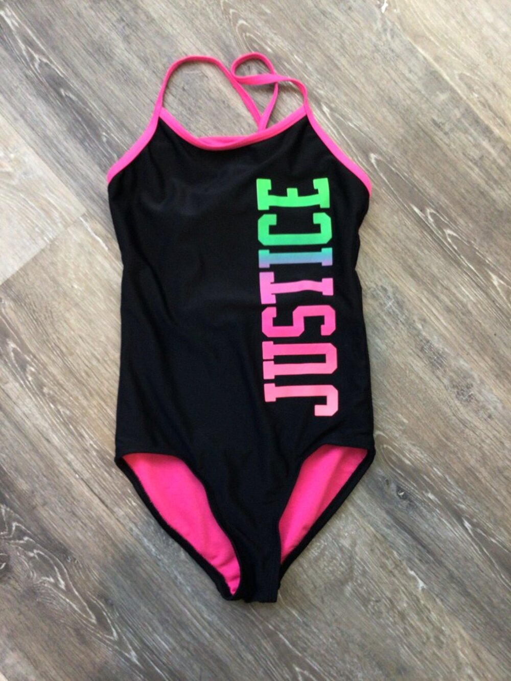 Justice Girls Black One Piece Swimsuit